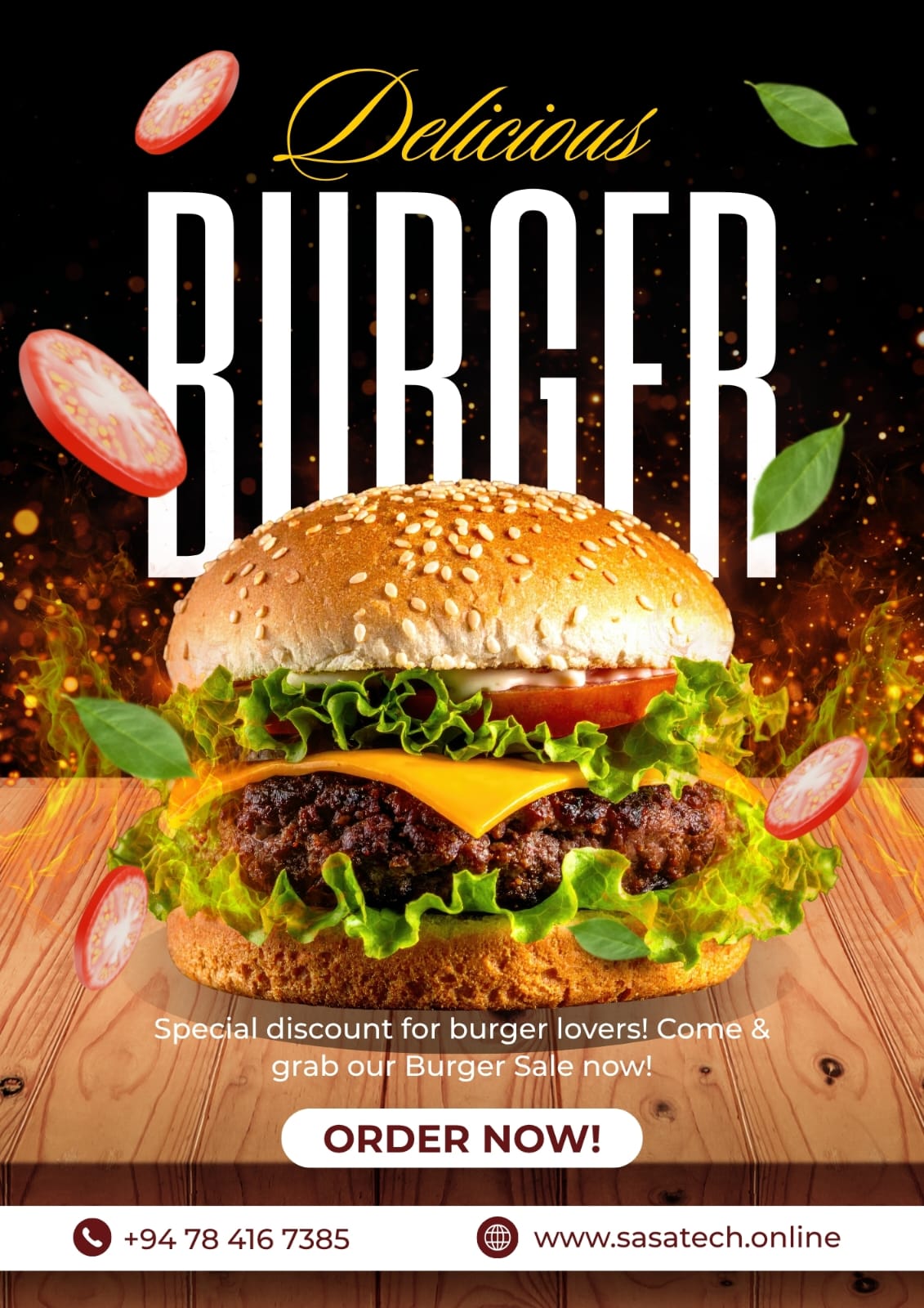 Delicious burger sale promotional poster design