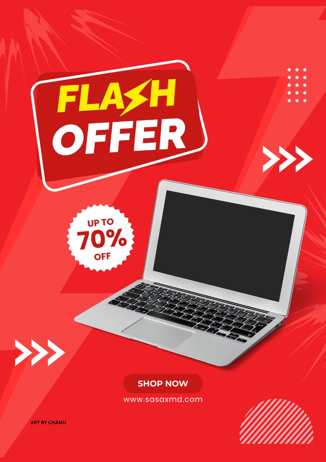 Flash offer laptop sale promotional poster design