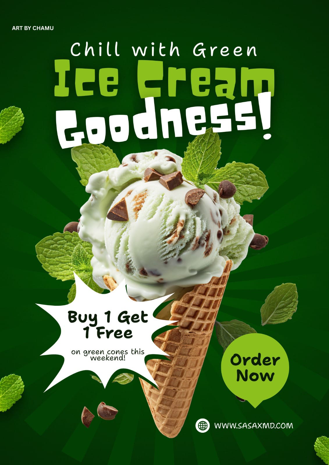 Mint ice cream promotional poster design